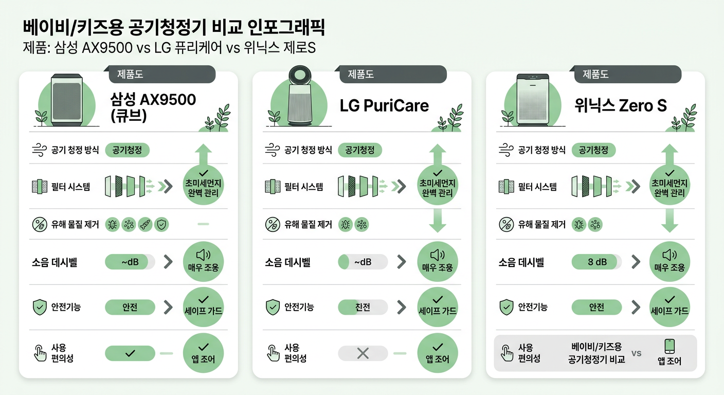 삼성 AX9500 vs LG 퓨리케어 vs 위닉스 제로S 비교
