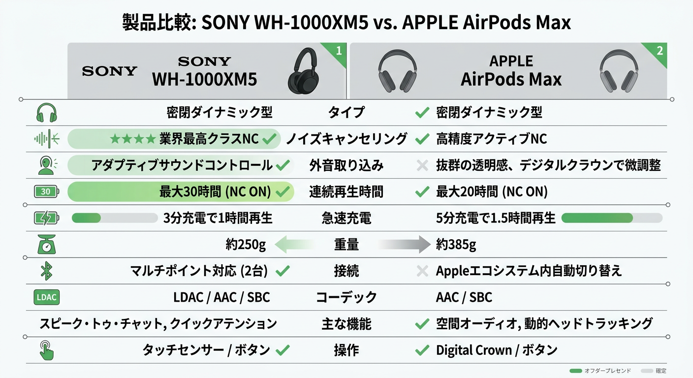 Sony WH-1000XM5 vs Apple AirPods Max 비교