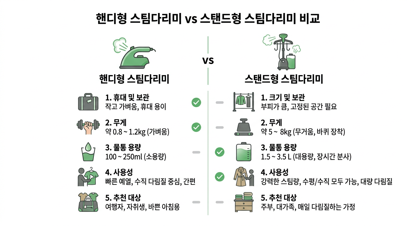 핸디형 스팀다리미 vs 스탠드형 스팀다리미 비교