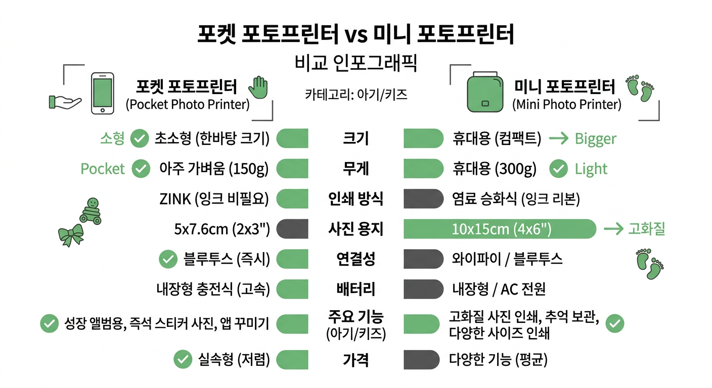 포켓 포토프린터 vs 미니 포토프린터 비교